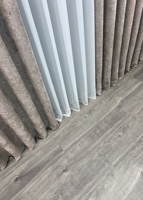 Шторна преміум тканина шеніл однотонний, колекція "VELMIRA Rich" колір попелястий 1927ш Київ - фото 6