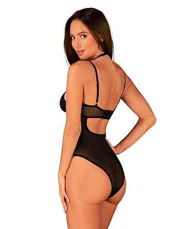 Прозоре боді Obsessive Selinne teddy M/L Black, дрібна сітка, подвійні бретелі Sex Aura Київ