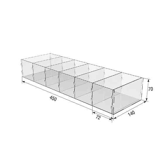 Коробка акриловая EKOSTAR 6 ячеек 450х140х70 Киев