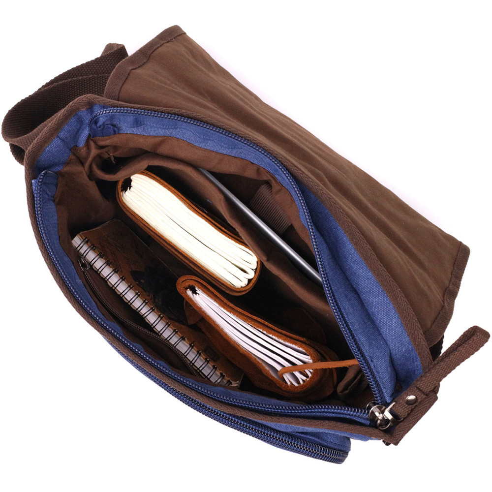 Чоловіча сумка через плече для ноутбука 13" із щільного текстилю (Vintage) Київ - фото 1