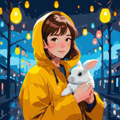 Картина по номерам Santi Дівчина з зайченям, 40*40 см, LED підсвітка (955103) Винница