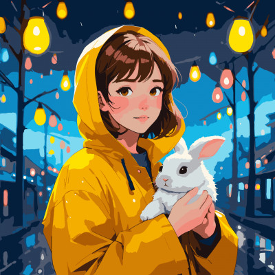 Картина по номерам Santi Дівчина з зайченям, 40*40 см, LED підсвітка (955103) Вінниця - фото 1