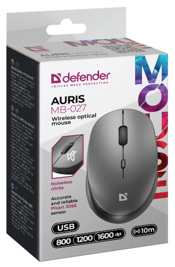 Миша Defender Auris MB-027, Grey (52029) (6893352) Киев - изображение 7