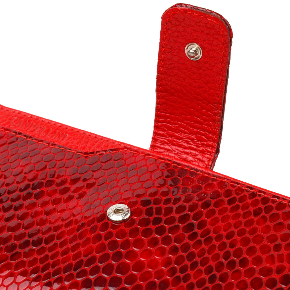 Лакированный женский кошелек из натуральной кожи с тиснением под змею CANPELLINI 21639 Красный Киев - изображение 3