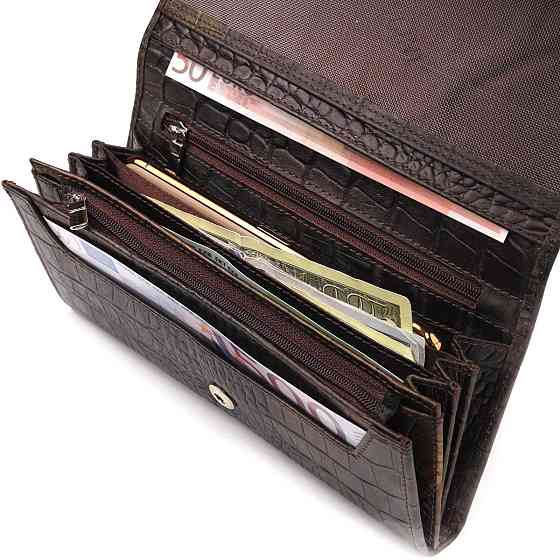 Интересный женский кошелек с монетницей из натуральной фактурной кожи CANPELLINI 21530 Разноцветный Киев