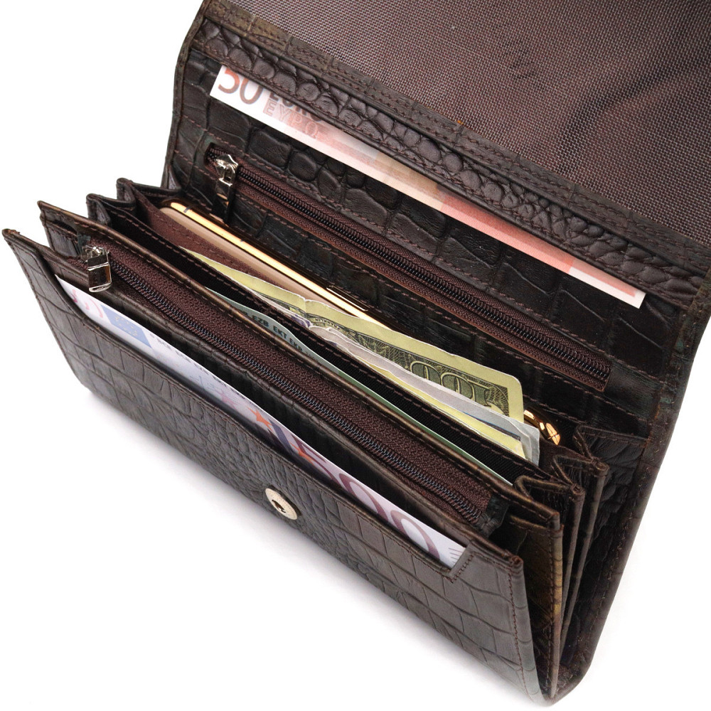 Интересный женский кошелек с монетницей из натуральной фактурной кожи CANPELLINI 21530 Разноцветный Киев - изображение 6