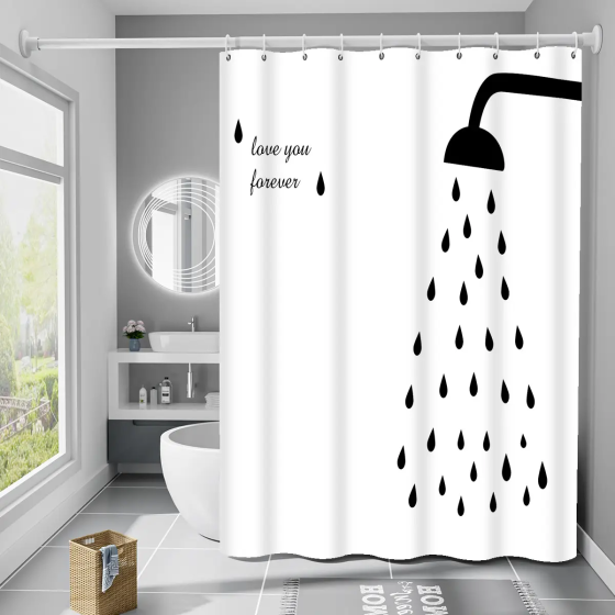 Шторка для ванны из полиэстера водонепроницаемая Bathlux 180x180 см с кольцами, занавеска для ванной комнаты Каменец-Подольский