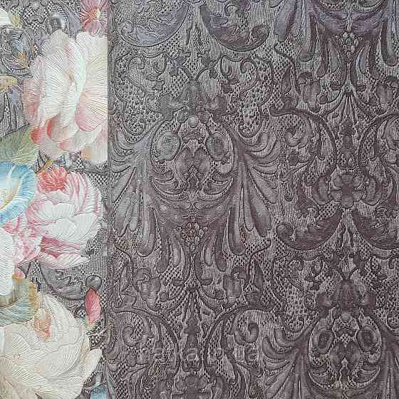 Шпалери метрові вінілові на флізелін Yuanlong Samsara метрові вензелі завитки структурні коричневі бузок Київ