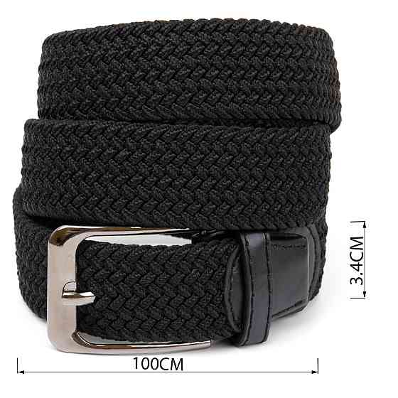 Текстильный мужской ремень классика Vintage 20525 Черный Киев