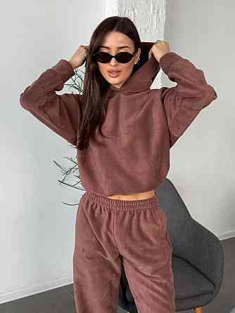 Флисовый женский костюм с капюшоном Мокко 48/52 Харьков