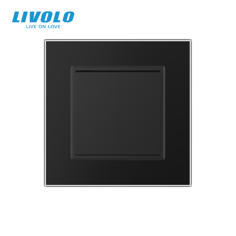 LIVOLO Одноклавішний прохідний вимикач LIVOLO чорний матовий скло Коломия - фото 3