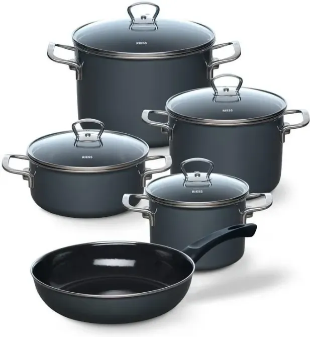 Riess Dark Grey Zestaw 4 Garnków Ceramicznych Z Pokrywkami I Patelnią (R0558003) Київ - фото 1