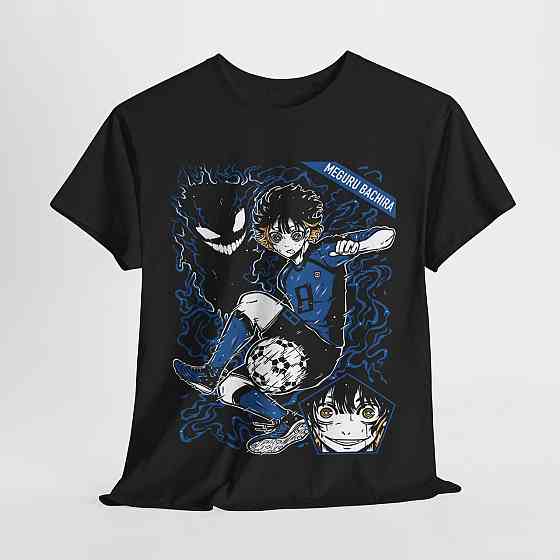 Футболка з аніме принтом Мегуру Бакхіра Блуе Локк оверсайз (S/M/L) Чорний AnimeJ0791 Дніпро