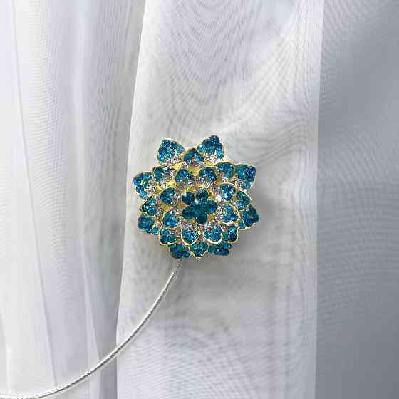 Магніти для штор та гардин "Flowers" набір 2 шт Бірюзовий з золотистим (81-202) Київ