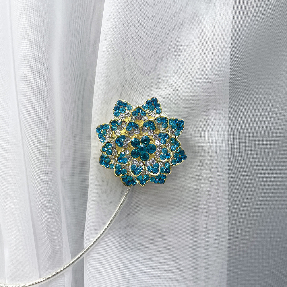 Магніти для штор та гардин "Flowers" набір 2 шт Бірюзовий з золотистим (81-202) Київ - фото 2