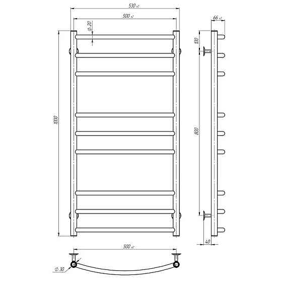 Полотенцесушитель UNIO LDE ЕU 1000-500-9 BLK Лесенка Дуга Элит электро черная (000029427) Киев