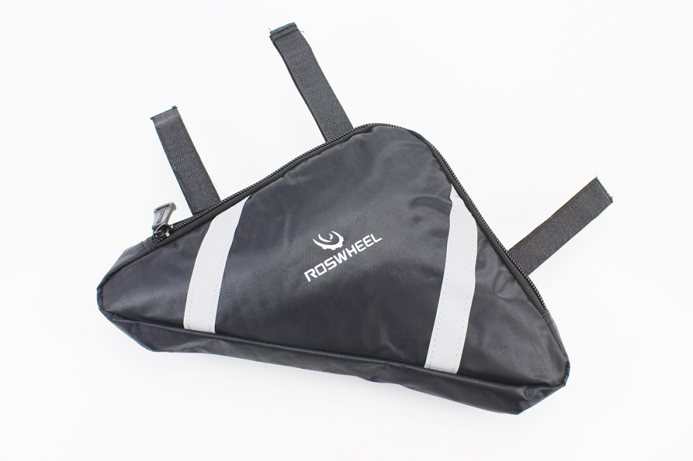 Сумка під раму трикутна 280х220х200мм, кріпл. на липучці, вологозахисна, світловідбиваючі смуги, чорна Київ - фото 1