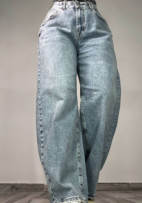 Джинси жіночі Its Basic 3140 skater balon широкі банани затяжка на талії блакитні, блакитний, 38, 38, 85 см, 114 см Київ - фото 17
