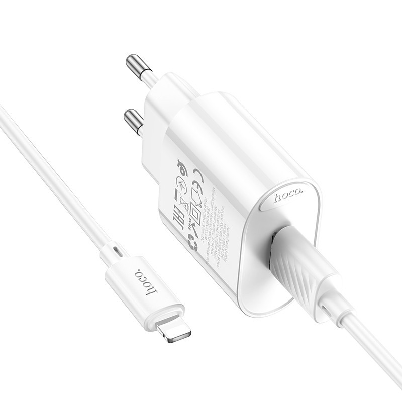 Мережевий зарядний пристрій з кабелем HOCO C109A(10.5W) Fighter single port charger set(iP) White Одеса - фото 4
