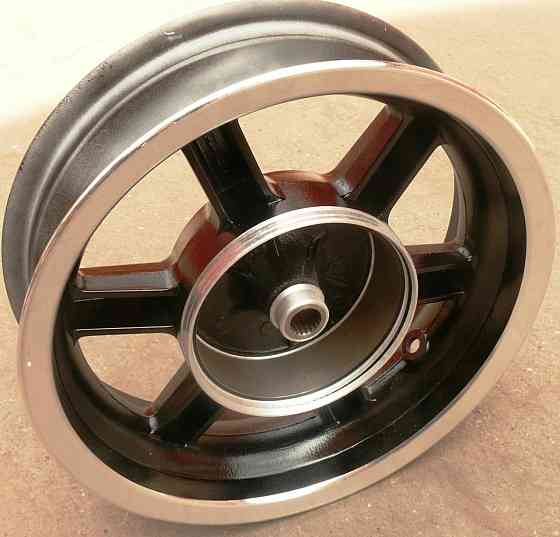 Диск колеса 3,50*12 (зад, барабан) (легкосплавний, 19 шліців) (чорний) 5 променів під колодки 130мм-2 Мукачево