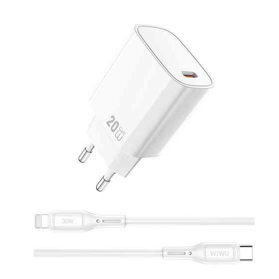 Сетевое зарядное устройство с кабелем WIWU 20W Essen GaN Fast Charger+ Cable Combo Wi-G007 C-L EU White Одесса