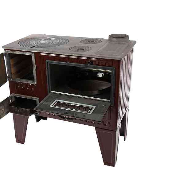 Піч-кухня на дровах Hosseven 4011 з духовкою та варильною поверхнею 6 кВт до 40 м2 емальована піч Туреччина Київ