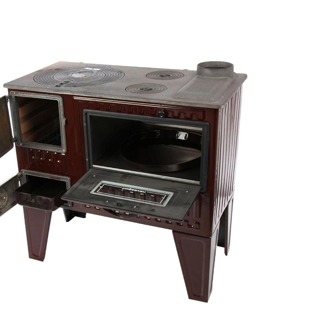 Піч-кухня на дровах Hosseven 4011 з духовкою та варильною поверхнею 6 кВт до 40 м2 емальована піч Туреччина Тернопіль - фото 2