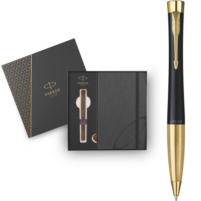 Ручка кулькова Parker URBAN 17 Muted Black GT BP + блокнот Parker + подар.упаковка GIFT24 (30 035b24) Вінниця - фото 1