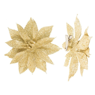 Ялинкова іграшка House Of Seasons Квітка декоративна на кліпсі золота H&amp;S 10 см 3 шт (8720362230809) Вінниця - фото 2