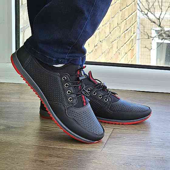 Мужские Мокасины Летние Черные Туфли Сеточка Перфорированный в дырочку (размеры: 40,41,42,43,44,45)- 218-2 Днепр