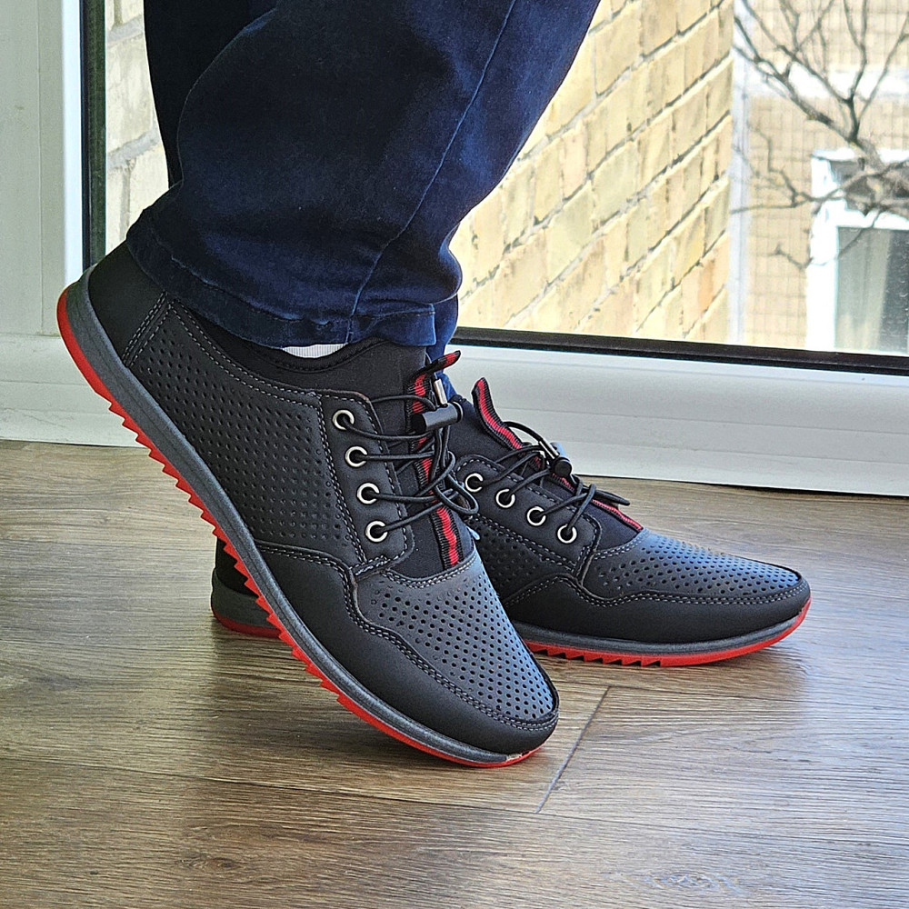 Чоловічі мокасини Літні Чорні Туфлі Сіточка Перфорований у дірочку (розміри: 40,41,42,43,44,45) - 218-2 Дніпро - фото 5