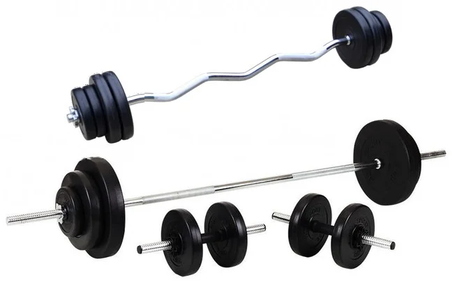 Штанга наборная + W-образный гриф с гантелями на 80 кг Гантели, гири, штанги и диски ударостойкий пластик Киев - изображение 2