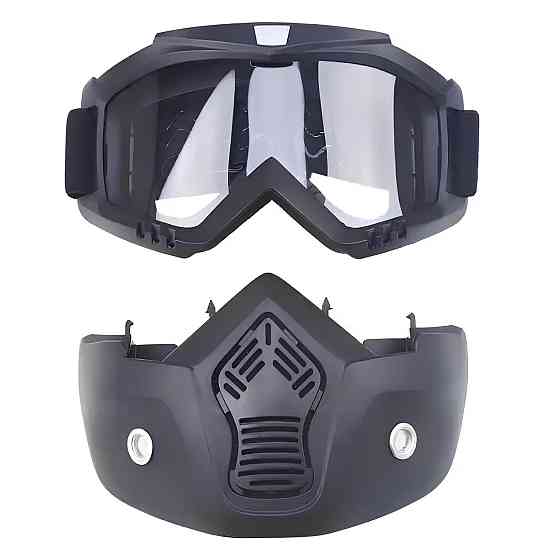 Мотоциклетна маска-окуляри RESTEQ затемнена — захисна маска-трансформер для мотоцикла, велосипеда, квадроцикла, лиж і сноуборду Київ
