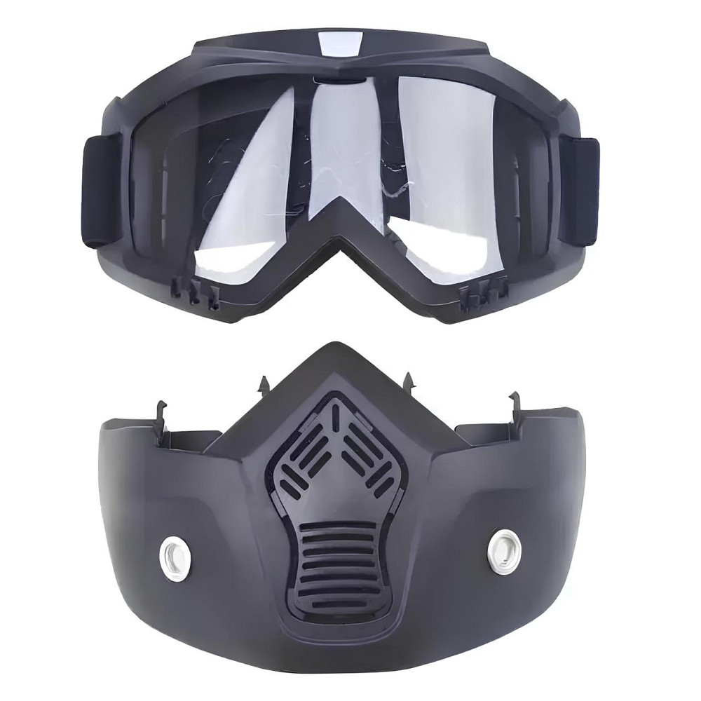 Мотоциклетна маска-окуляри RESTEQ затемнена — захисна маска-трансформер для мотоцикла, велосипеда, квадроцикла, лиж і сноуборду Київ - фото 3
