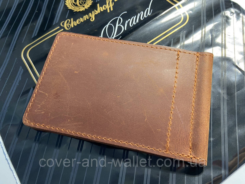 Удобный тонкий зажим для купюр и карточек коричневого цвета Onda Киев - изображение 10