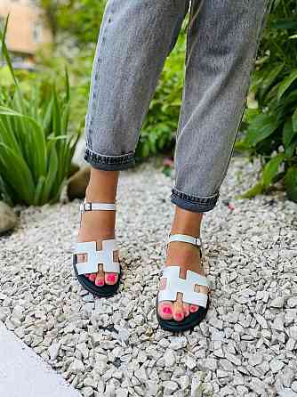 Mermaid Босоніжки жіночі білі Mermaid 514 літні з натуральної шкіри / Шкіряні босоніжки на низь Коломыя