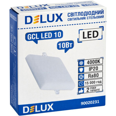 Светильник Delux GCL LED 10 4000К 10Вт 230В SQUARE (90020231) Винница - изображение 3