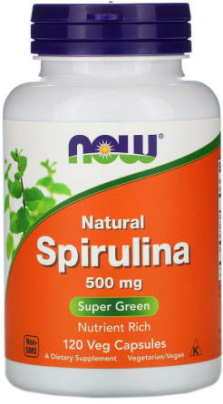 Спирулина натуральная 500мг Now Foods Spirulina 120 капс Киев