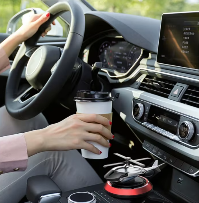 Ароматизатор в авто дифузор в форме вертолета на солнечной батарее,освежитель многоразовый цвет красный Каменец-Подольский - изображение 6