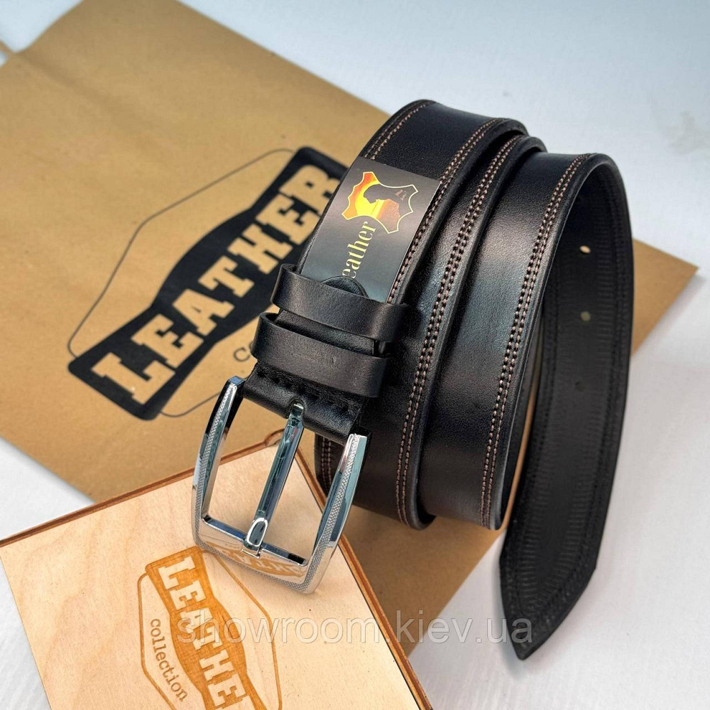 Элегантный мужской ремень из натуральной кожи LC с коричневой отделкой (7817-2) Киев - изображение 1