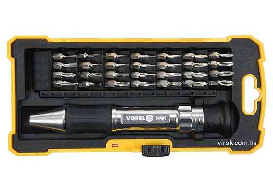 Викрутка VOREL зі змінними прецизійними викрутковими насадками в футлярі, 29 елем. [12/48] Одесса