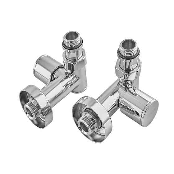 Комплект кранів для рушникосушки кутовий Koer KR.SET.551 - M1/2''xM1/2'' під ТЕН хромований (KR5841) Київ