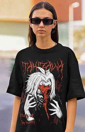 Футболка для хлопчика з аніме принтом Токійський гуль оверсайз (зріст від 165 до 180) Чорний AnimeJ0833m Дніпро