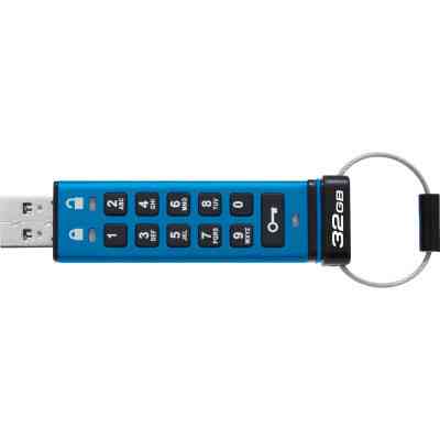 USB флеш накопитель Kingston 32GB IronKey Keypad 200 AES-256 Encrypted Blue USB 3.2 (IKKP200/32GB) Винница
