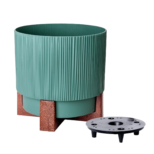Вазон Осло зі вставкою та декоративною підставкою 20см зелений Алеана Житомир - изображение 1