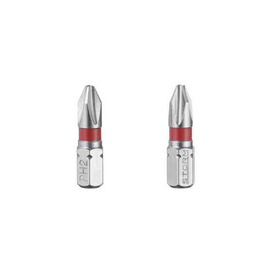 Комплект викруткових насадок, PH2, 1/4"×25 мм, S2, 2 од., STORM Львів