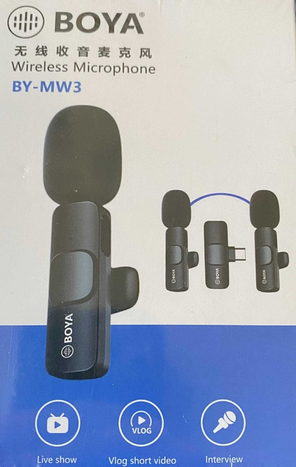Безпровідний петличний мікрофон Boya BY-MW3 2 шт. з Type-C і Lightning. Київ - фото 5