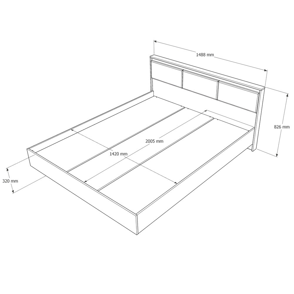 Кровать двуспальная (ламельный каркас) Эверест Сити-1600 200,5х168,8х82,6 см Дуб сонома/Графит (DTM-071115) Львов - изображение 6