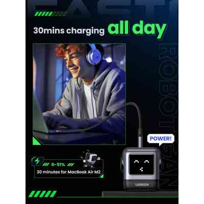 Зарядний пристрій Ugreen 1xUSB + 2xUSB-C 65W GaN CD361 gray (25685B) Вінниця