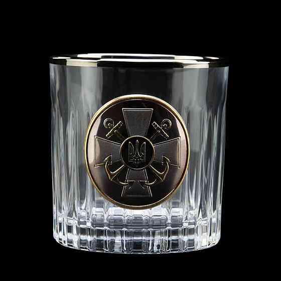 Набір для віскі "ШТАБ ВМФ" 6 келихів 360 мл, кришталь з платиною, зображення зі срібла з позолотою Рівне